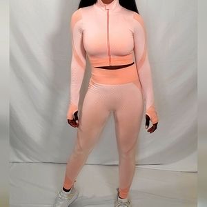 Womens seamless 3 piece fitnesss set